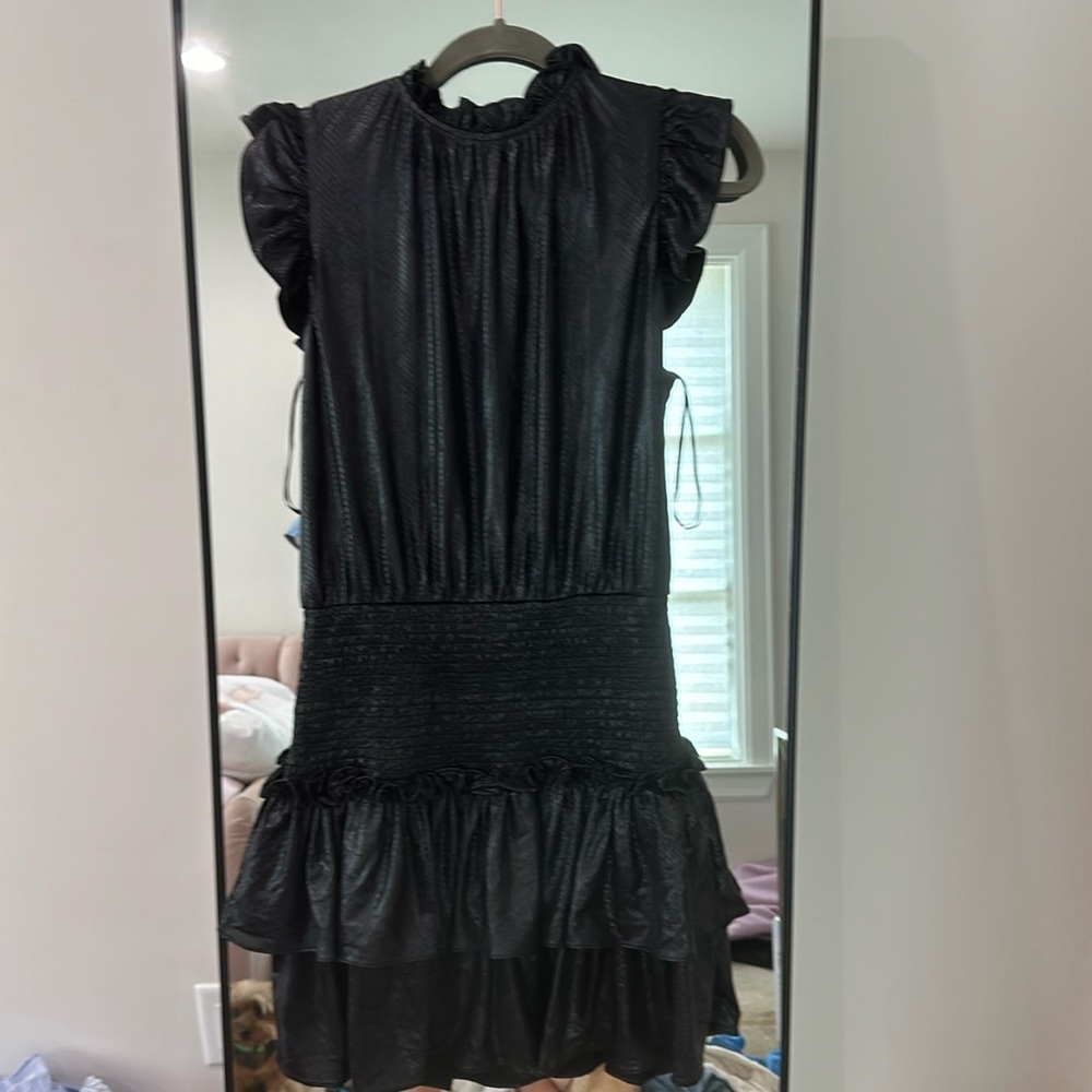 TCEC black leather dress, L